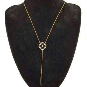 NWT Alexa & Tory Gold Vermeil Over Sterling Silver and Onyx Clover Y Necklace